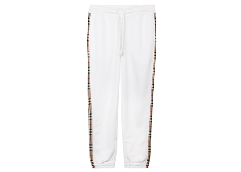 Burberry Check-Stripe Track Pants White