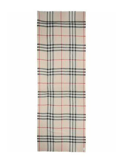 Burberry Check Wool Silk Scarf White