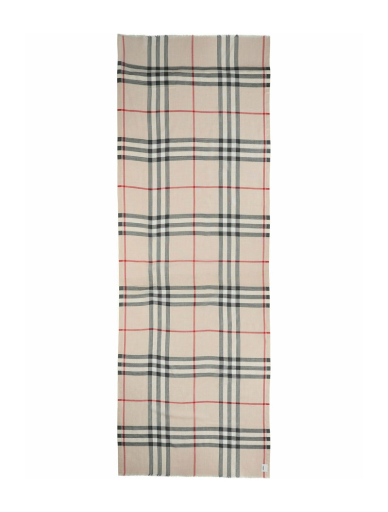 Burberry Check Wool Silk Scarf White