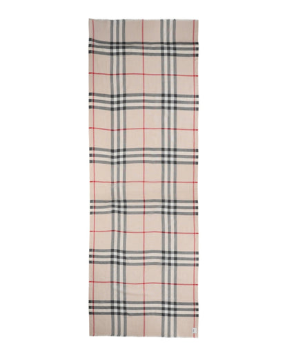 Burberry Check Wool Silk Scarf White