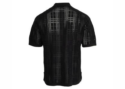 Burberry Checked Oversize Polo Shirt Black