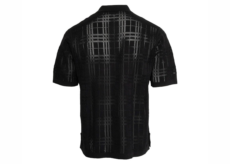 Burberry Checked Oversize Polo Shirt Black