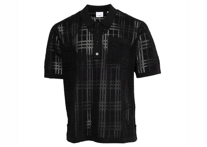 Burberry Checked Oversize Polo Shirt Black