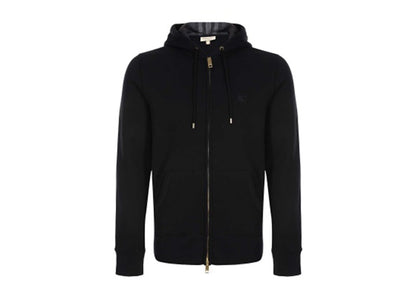 Burberry Clarendon Check Hood Zip Up Hoodie Black/Grey