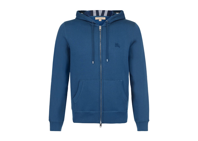 Burberry Clarendon Check Hood Zip Up Hoodie Blue