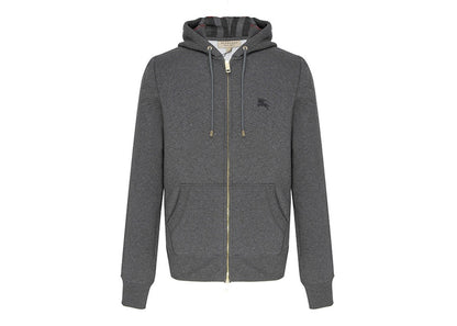 Burberry Clarendon Check Hood Zip Up Hoodie Gray