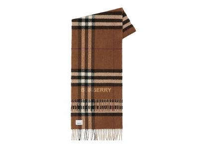 Burberry Contrast Check Cashmere Scarf Archive Beige/Birch Brown