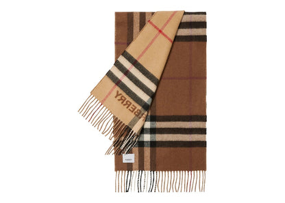 Burberry Contrast Check Cashmere Scarf Archive Beige/Birch Brown