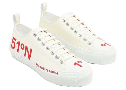 Burberry Coordinates Printed Lace-Up Sneakers White Red