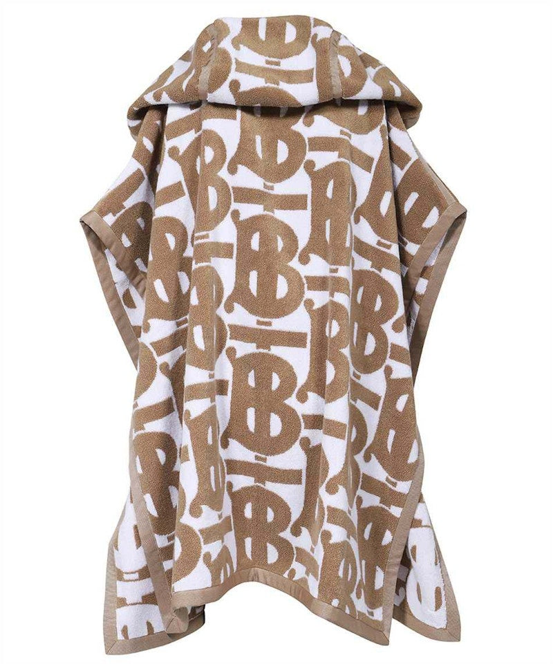 Burberry Cotton Jacquard Hooded Cape Neutral White