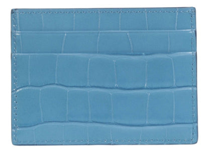 Burberry Croc-Embossed TB Card Holder Blue