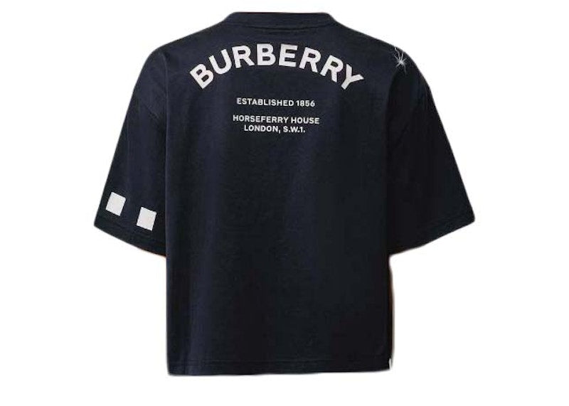 Burberry Cropped Constellation Print T-shirt Navy