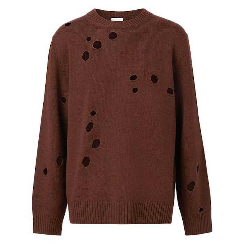 Burberry Cutout Detail Wool Sweater Dark Red