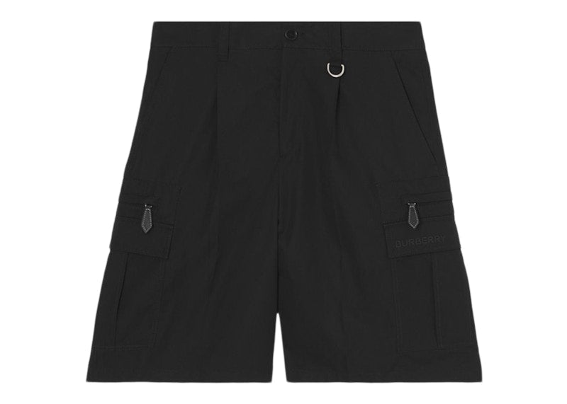 Burberry D-Ring Detail Cotton Gabardine Cargo Shorts Black