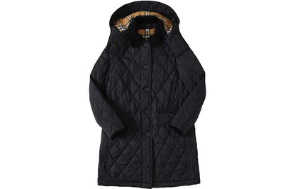 Burberry Detachable Hood Diamond Quilted Coat Black