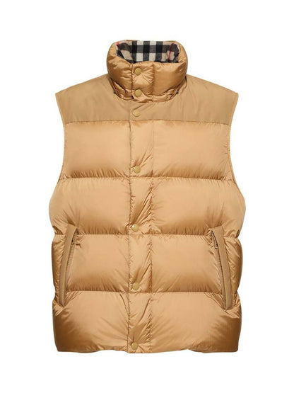 Burberry Detachable Sleeve Check Hooded Puffer Jacket Honey
