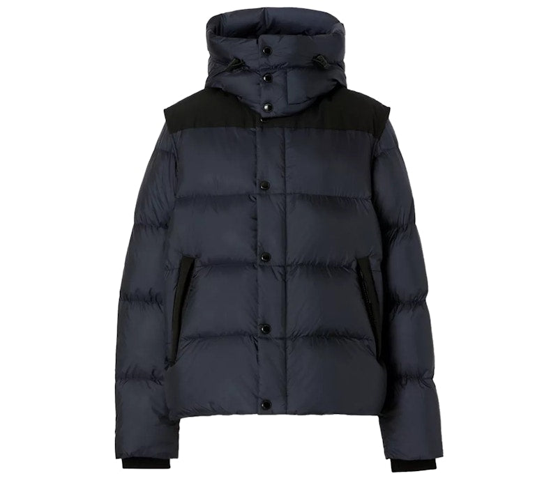 Burberry Detachable Sleeve Hooded Puffer Jacket Navy