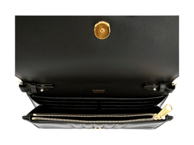 Burberry Detachable Strap Quilted Lola Wallet Black
