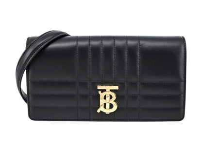 Burberry Detachable Strap Quilted Lola Wallet Black