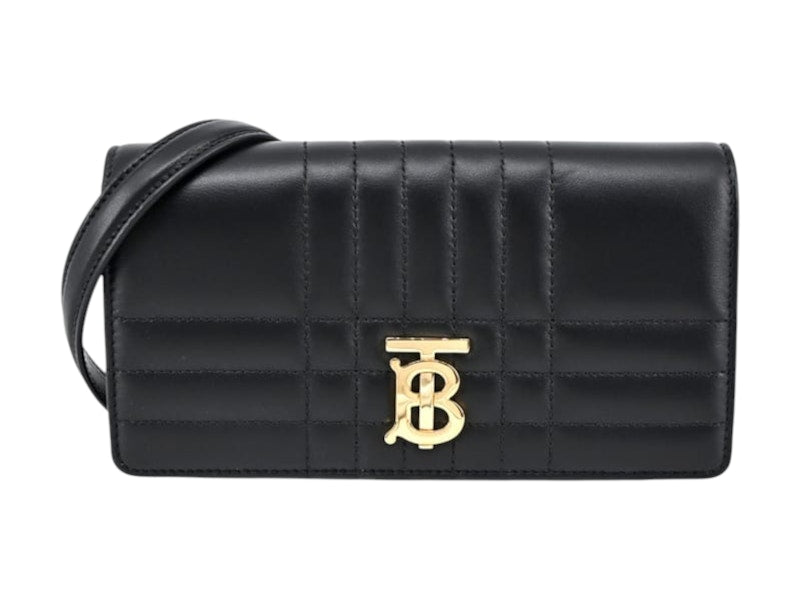 Burberry Detachable Strap Quilted Lola Wallet Black