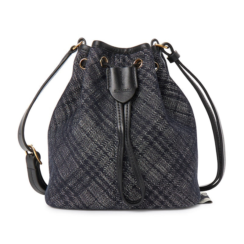 Burberry Drawstring Denim Women Bucket Bag Blue