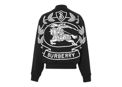 Burberry EKD Print Cotton Oversized Bomber Jacket Black/White