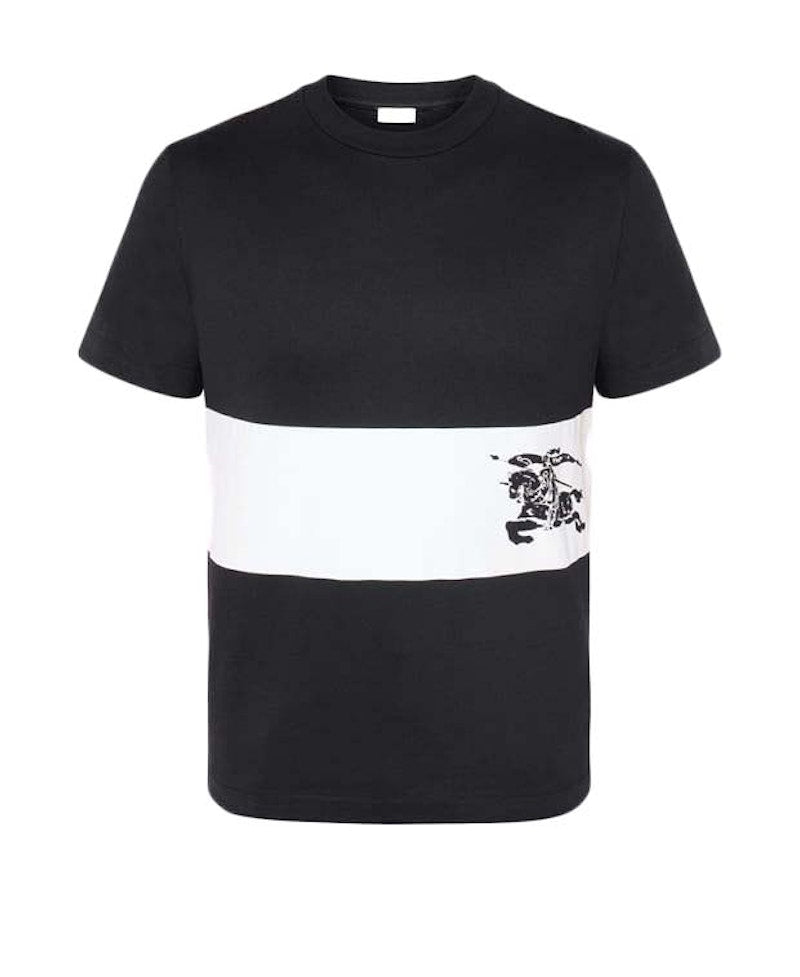 Burberry EKD Stripe Cotton T-shirt Black White