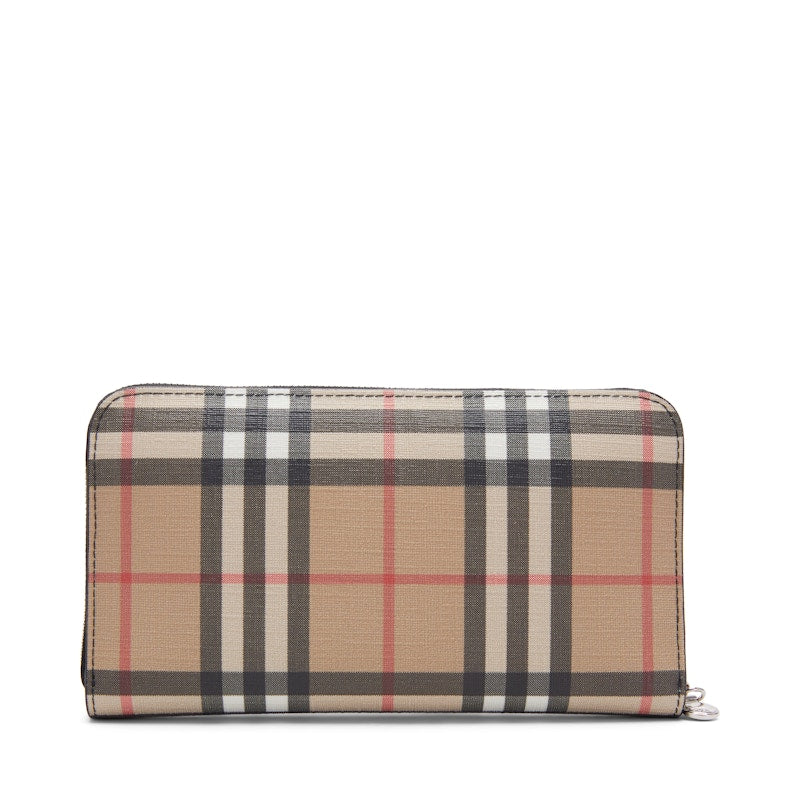 Burberry Vintage Check and Leather Ziparound Wallet 12 Slot Black