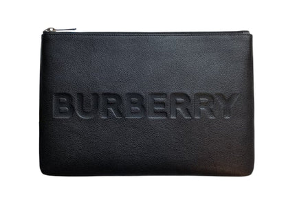 Burberry Embossed Leather Pouch Black