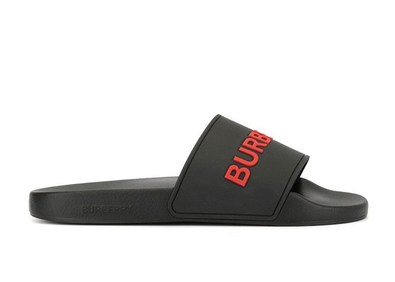 Burberry Embossed Logo Slides Black Red