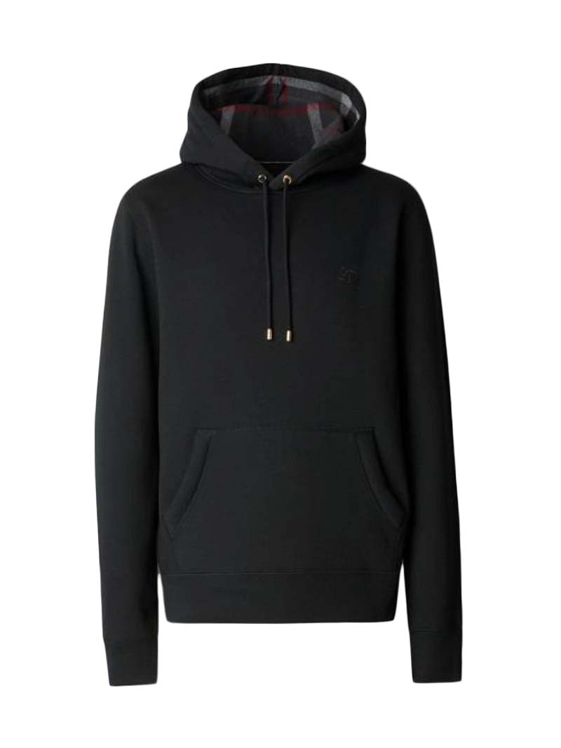Burberry Embroidered EKD Cotton Blend Hoodie Black