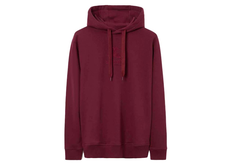 Burberry Embroidered EKD Cotton Hoodie Deep Crimson