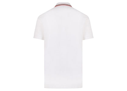 Burberry Embroidered Logo Biologic Piqu Cotton Polo Shirt White