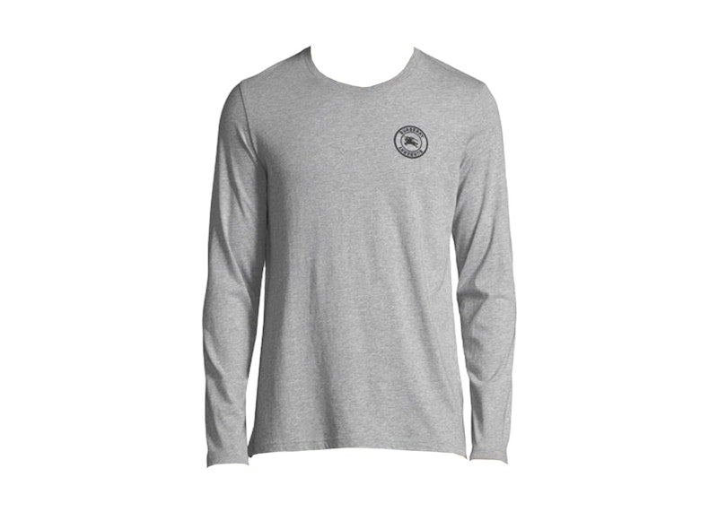 Burberry Embroidered Logo Cotton Long Sleeve T-shirt Gray