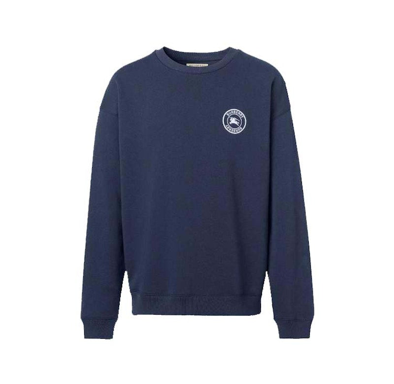 Burberry Embroidered Logo Cotton Sweatshirt Navy