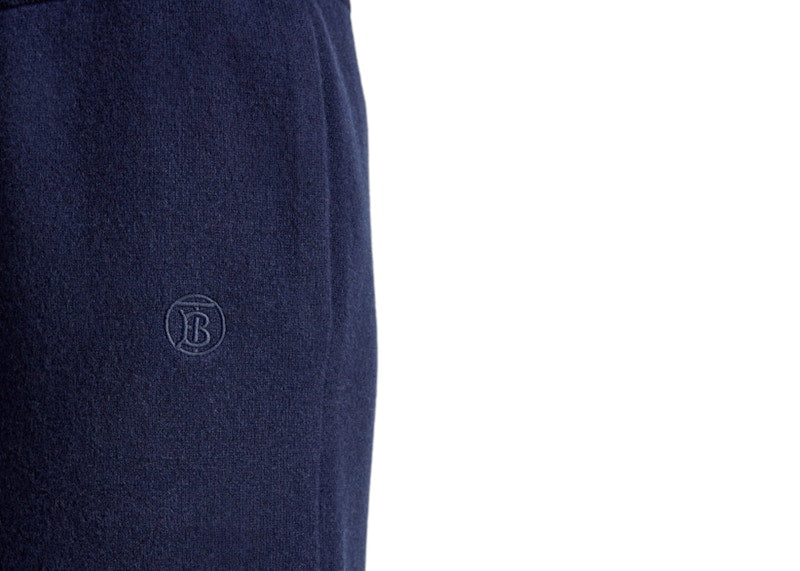 Burberry Embroidered Monogram Cashmere Track Pants Navy