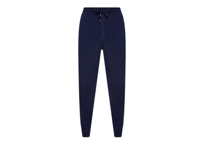 Burberry Embroidered Monogram Cashmere Track Pants Navy