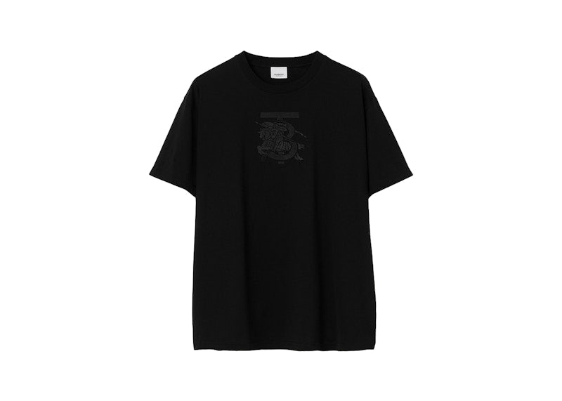 Burberry Embroidered Monogram EKD Cotton T-shirt Black