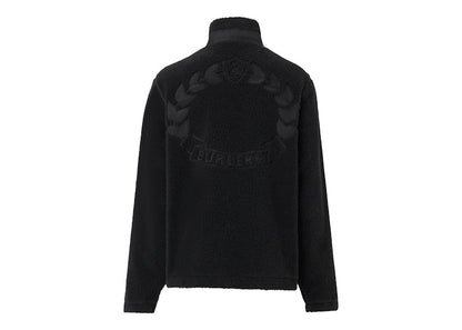 Burberry Embroidered Oak Leaf Crest Fleece Jacket Black