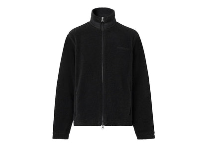 Burberry Embroidered Oak Leaf Crest Fleece Jacket Black