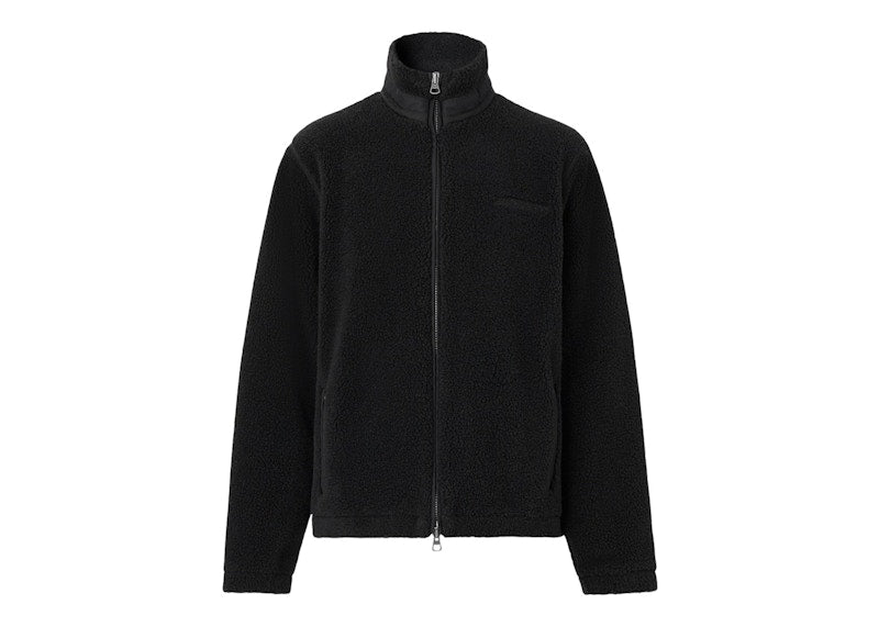 Burberry Embroidered Oak Leaf Crest Fleece Jacket Black