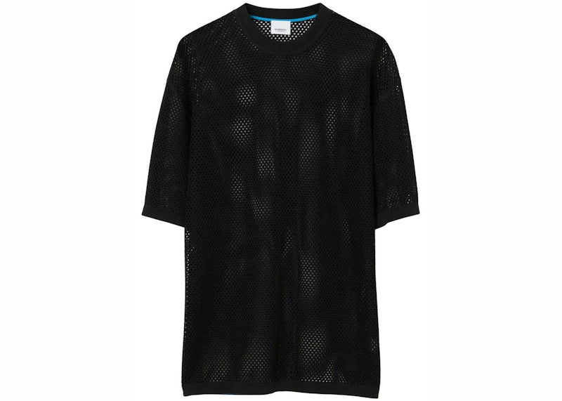 Burberry Equestrian Knight Detail Semi-Sheer T-shirt Black