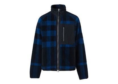 Burberry Exploded Check Fleece Funnel Neck Jacket Deep Royal Blue/Black