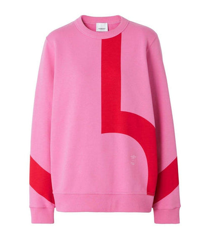 Burberry Fairhall Flag Print Cotton Sweatshirt Primrose Pink