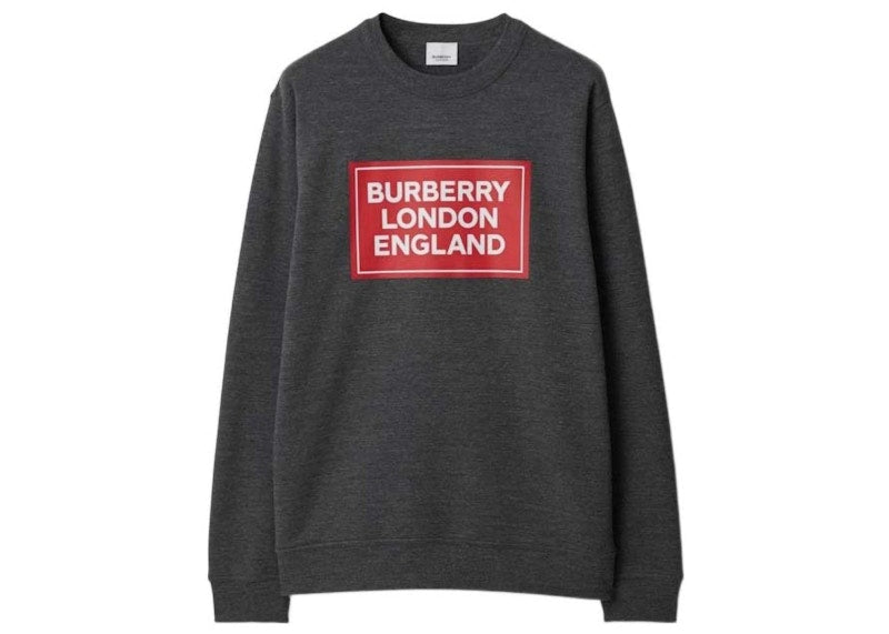 Burberry Fawson Logo Print Crew Sweater Dark Grey