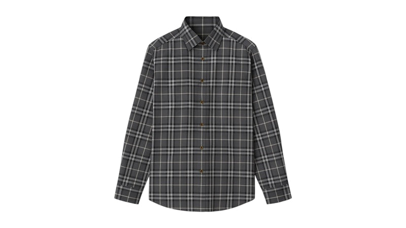 Burberry Flannel Check Cotton Shirt Grey