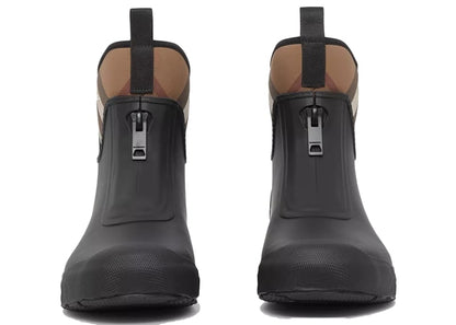 Burberry Flinton Rain Boots Black Brown Rubber (Men's)