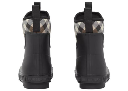 Burberry Flinton Rain Boots Black Brown Rubber (Men's)