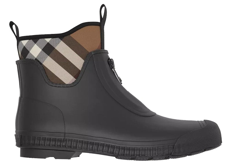 Burberry Flinton Rain Boots Black Brown Rubber (Men's)