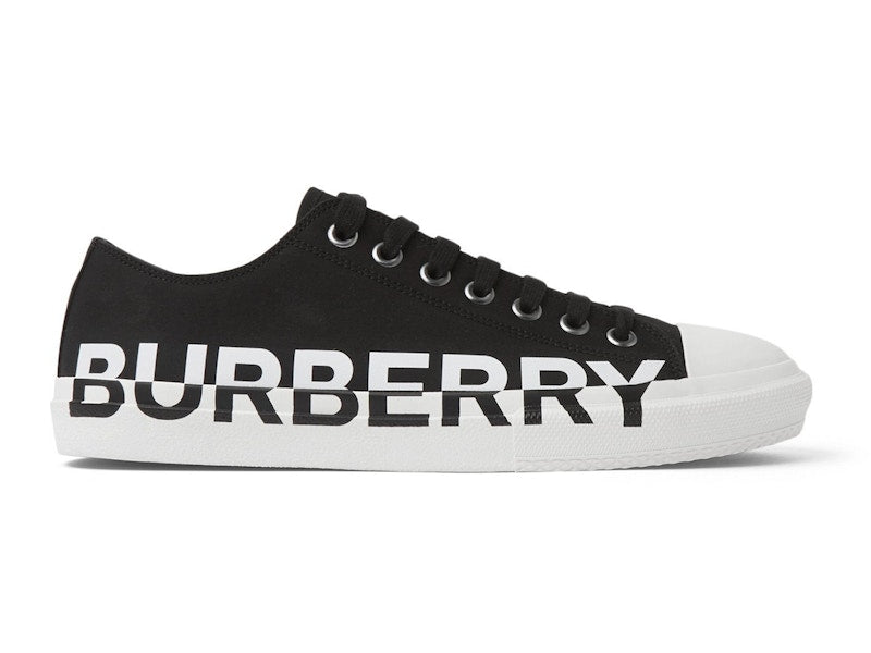 Burberry Gabardine Icon Stripe Logo Print Black White